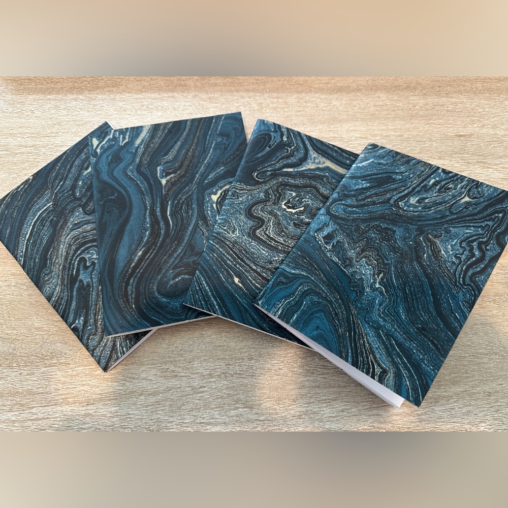 Stylish Notebooks (set of 2) - Teal Marble Design  (size 4.25” x5.5”)